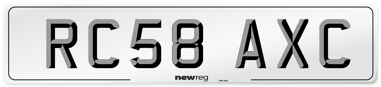 RC58 AXC Number Plate from New Reg